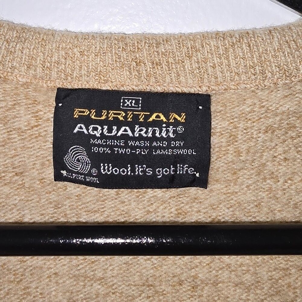 Puritan Women's Sweater Vest XL Oatmeal Lambswool Classic Preppy old money - Picture 3 of 8